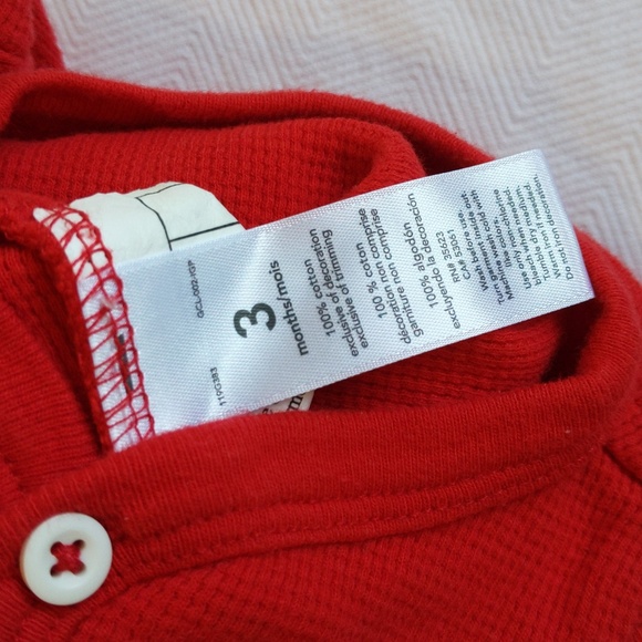 carter's christmas santa thermal waffle knit henley footie sleeper pajamas 3 mo - Picture 5 of 8